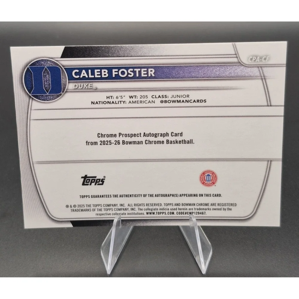 2025 Bowman Chrome Caleb Foster #CPA-CF 1st Auto Green Mojo Refractor /99 (AU)
